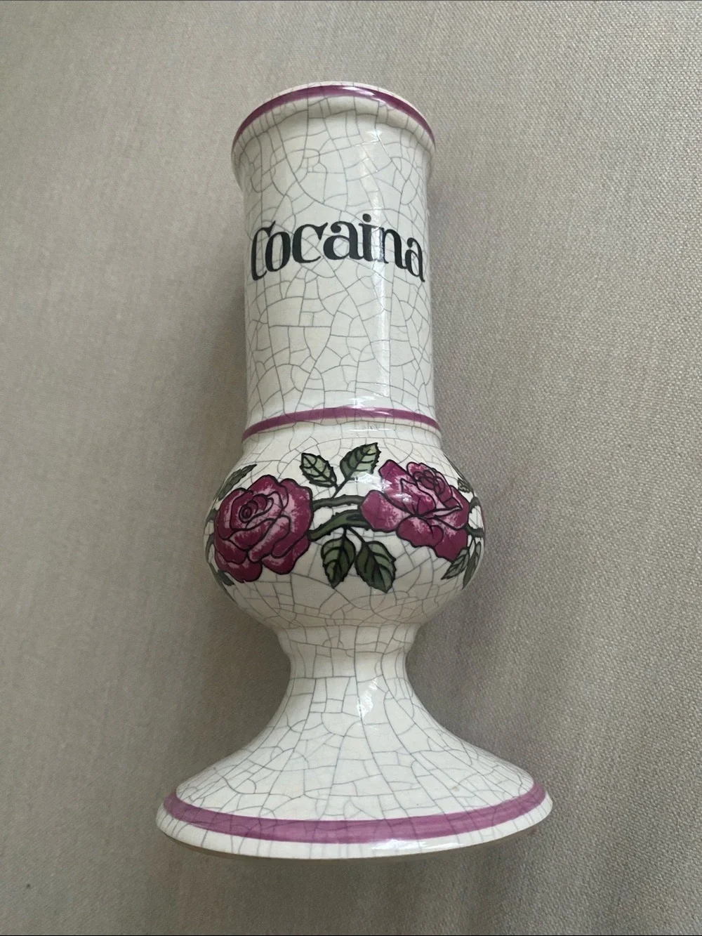 Rare Set of 3 Vintage Herr Keramik German Apothecary Jars Cocaina Morfina Oppio